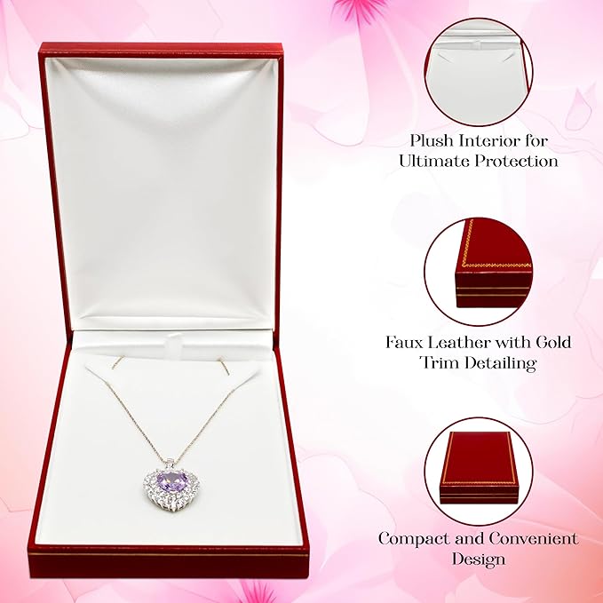 Novel Box Red Jewelry Box for Necklace 4.4x6.25x1.4 Inch - Faux Leatherette Jewelry Display Gift Boxes - Soft Velvet Interior Necklace/Pendant Storage Cases for Proposal Engagement Wedding Birthday