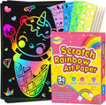 Rainbow Scratch Paper Art for Kids: 60PCS Magic Arts Crafts Gifts Toys for Girls Boys Ages 4 5 6 7 8 9 Games Activities for Birthday Family Fathers Day Christmas Stocking Stuffers Easter(Girls)