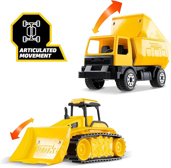 Tonka - Steel Classics Giga Series - Dump Truck & Bulldozer, 2-Pack