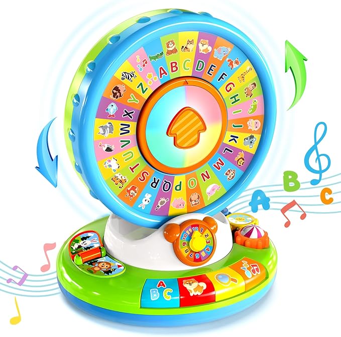 Learning Toy for Kids 1 2 3 Year Old Boys Girls, Spin and Sing Alphabet Zoo with Sounds, Interactive Educational Toys for Toddler 2-3, First Christmas 1st Birthday Gifts Toy