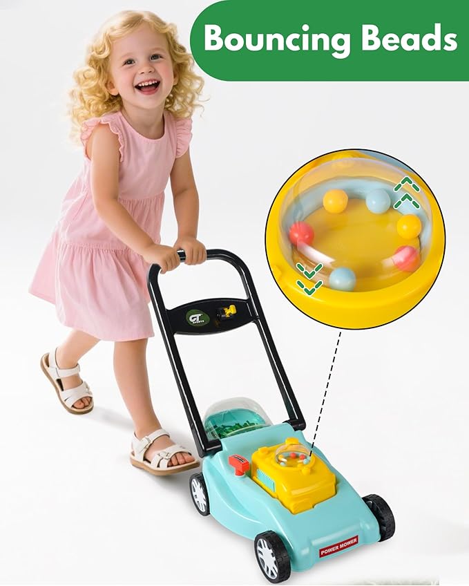 Kids Lawn Mower with Realistic Grass-Cutting Action and Sounds – No Batteries Required | Fun Outdoor Push Toy, Birthday Gift & Halloween Present for 3, 4, 5, 6, 7, 8 Year Old Boys and Girls (Blue)