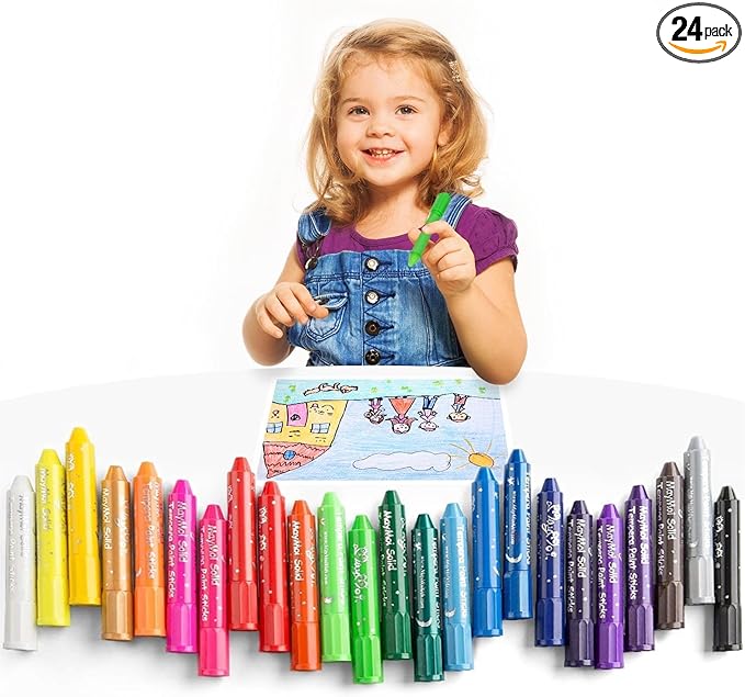 Tempera Paint Sticks, Washable Paint Sticks for Kids, Quick Drying & No Mess, Non-Toxic, Best Art Birthday Gifts for Kids (24 Colors)