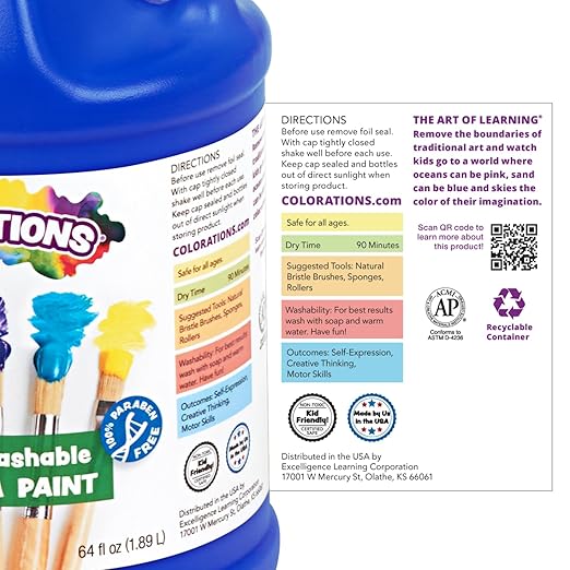 Colorations Paraben-Free Simply Washable Tempera Paint for Kids - 1/2 Gallon Value Size, Vibrant Red. Non-Toxic and Made in The United States
