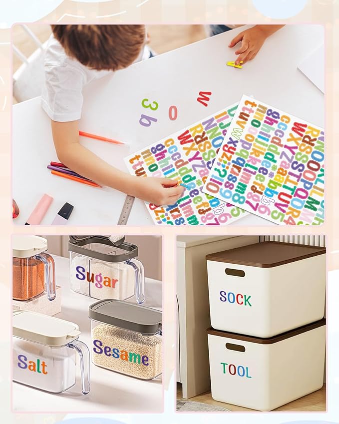 Uniclife 10 Sheets Letter Stickers, 1260 Pcs Scrapbook Stickers, 1 Inch Vinyl Number Alphabet Sticker, Self-Adhesive Stick on Letters for Mailbox Bottles Crafts Posters Decor