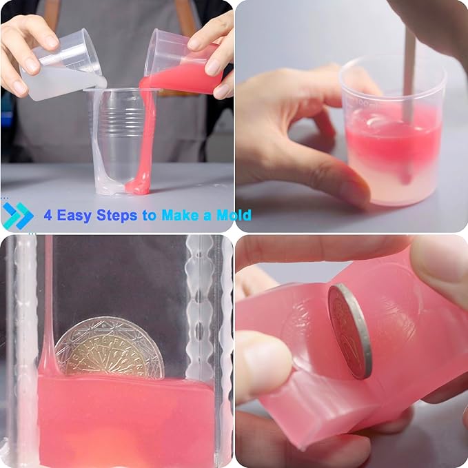 BBDINO Silicone Mold Making Kit - Translucent 20A - Platinum Grade Liquid Molds Making Silicon 2 Gallons 1:1 by Volume - Ideal for Resin/Silicone/Soap Molds Casting