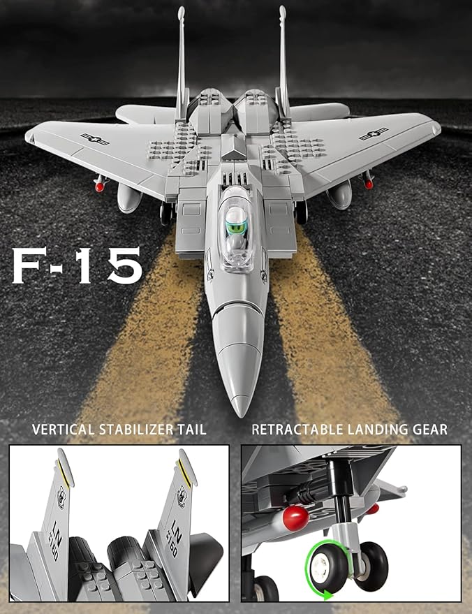 SEMKY Military F-15 Eagle Fighter Jet Air Force Building Block Set (262 Pieces) -Building for Military Fans and Kid