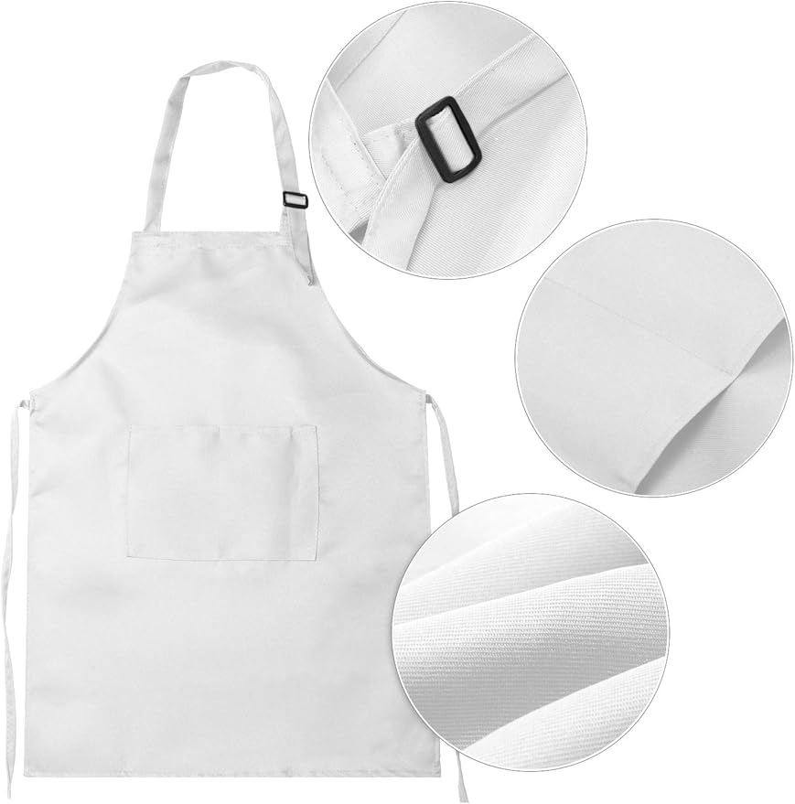 8 Set Kids Apron and Chef Hat Set Kids Apron with 2 Pockets Adjustable for Boys Girl's Cooking Baking Painting