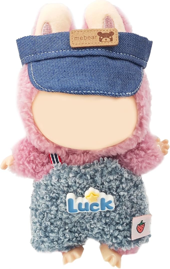 Clothes for 17cm Doll, 2 PCS Cute Blue Lucky Hat & Jumpsuits Set, Dress up Outfit Exquisite Accessories for Dolls