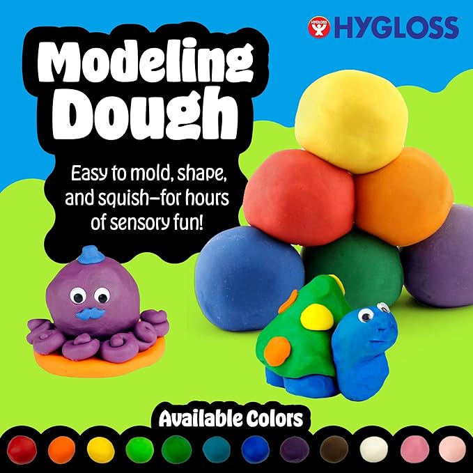 Hygloss Play Modeling Dough for Kids – Safe & Non-Toxic Sensory Dough for Arts and Crafts – 1 lb Tub – Play Clay for Toddler Activities, Preschool Classroom Must-Haves – Pink and Red Color, Unscented