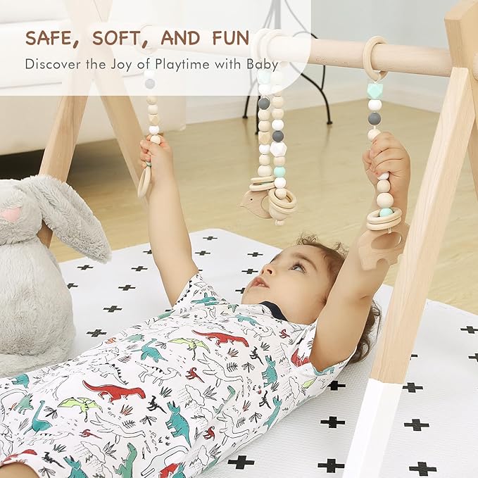 TCBunny Extra Large Baby Foam Play Mat - 4FT x 6FT Non-Toxic Puzzle Floor Mat for Kids & Toddlers (White with Black Cross)