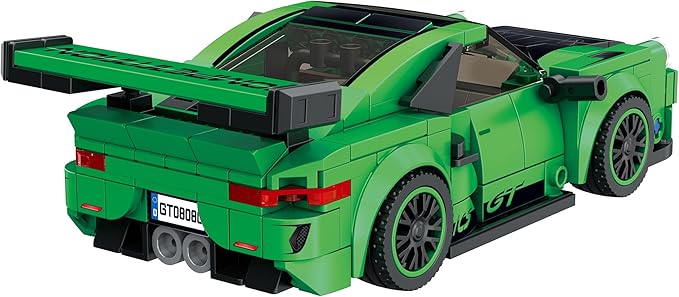 Block Builder Green Porsche 911 Racing Car Building Block Set, Newly Designed Racing Car Building Blocks for Kids and Adults