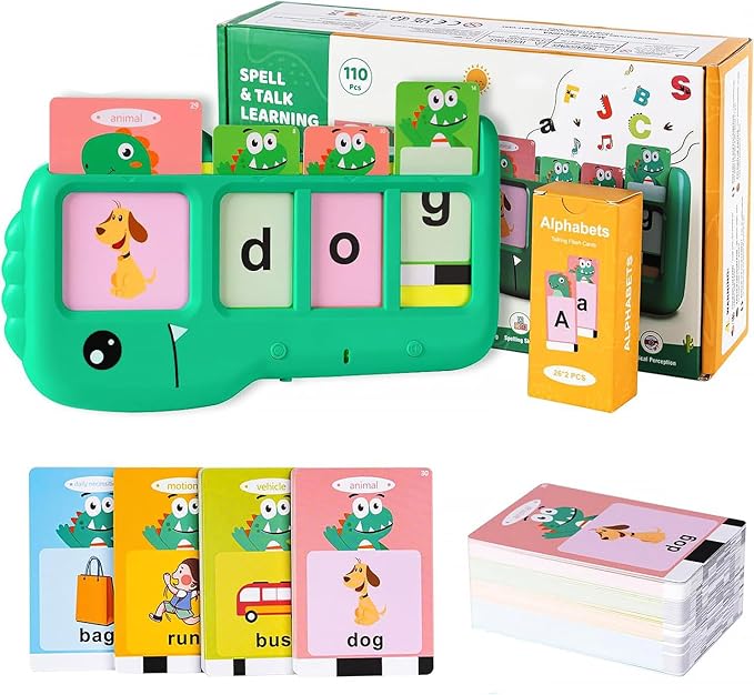 Talking Flash Cards for Toddlers 2-8: Alphabet Learning & Spelling Games with 224 Sight Words - Montessori Sensory Toys for Preschool Boys & Girls, Speech Therapy Toys for Kids with Autism, Ideal Gift