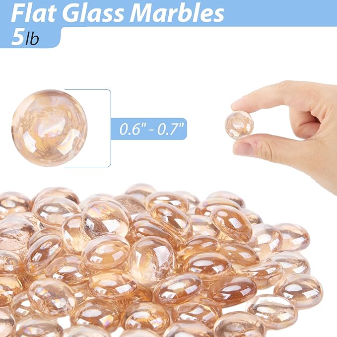 FUTUREPLUSX 5LB Flat Glass Marbles, Pink Glass Pebbles Marbles for Vases Fillers Fish Tank Aquarium Table Scatters DIY Crafts