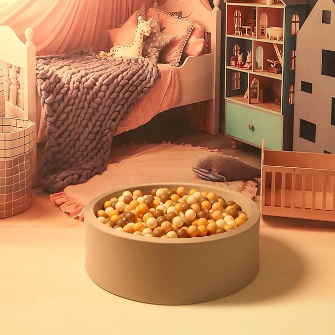 GOGOSO Ball Pit Balls for Toddlers Phthalate-Free BPA-Free Non-Toxic Crush Proof Soft Plastic Play Balls Baby Kids Shape Tent Pool Playhouse Playpen Party Decor,Creamy Brown+Yellow+Milktea 100PCS
