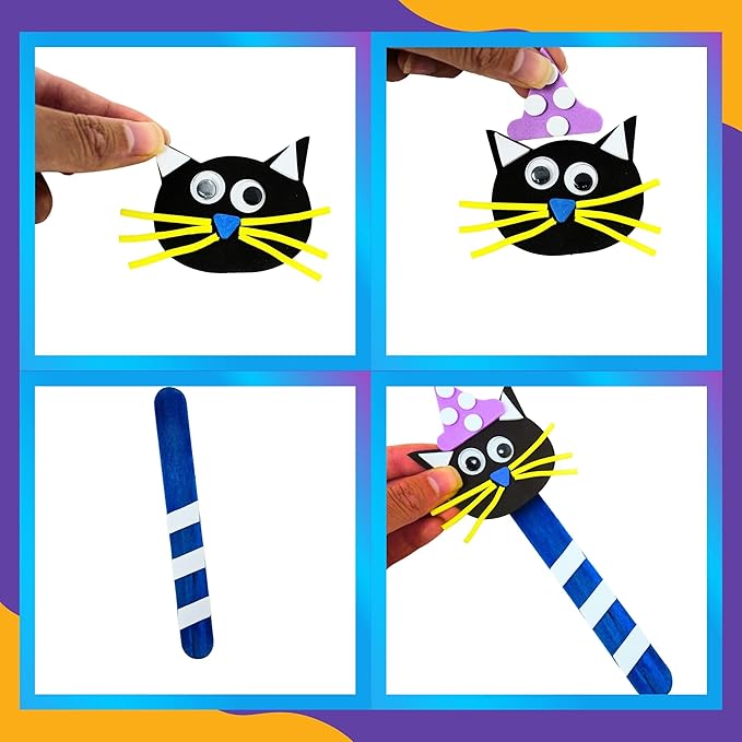 4E's Novelty Halloween Bookmark Craft for Kids - 12 Pack Bulk Kids Halloween Crafts Ages 4-8, 8-12 Halloween Activities for Kids Classroom 2025 Halloween Bookmarks, DIY Foam Halloween Craft Kit