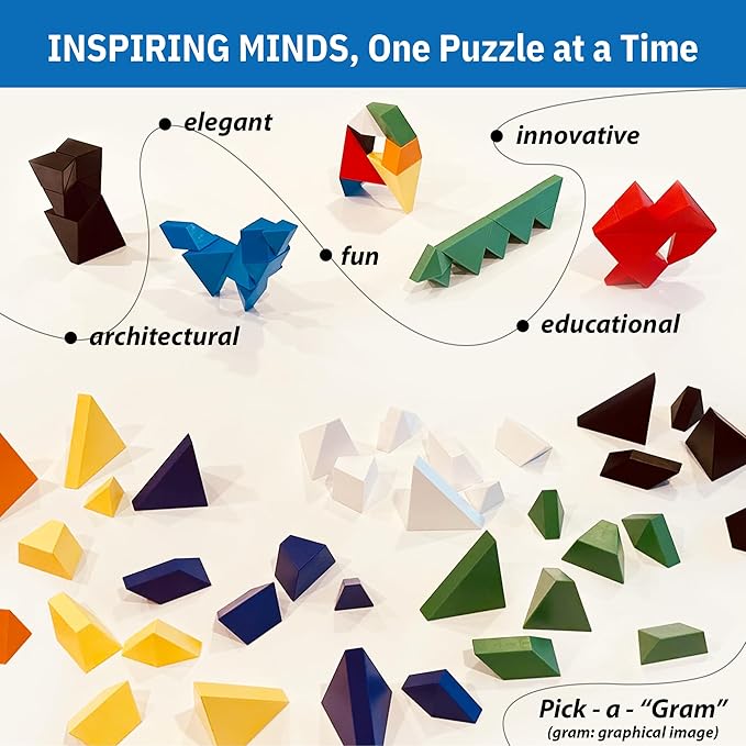 Pickagram Tangram 3D Magnetic Puzzle for Kids (8-12), Adults & Seniors | STEM Certified Fidget Puzzle - Magnetic Pattern Blocks for Cognitive Development, Creativity & Focus - Reverse Panda
