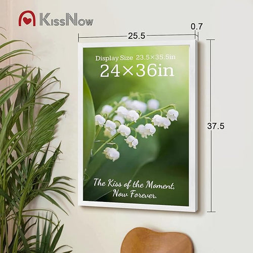 24x36 Poster Frame 2 Pack, Textured White Solid Wood Picture Frame, Wall Hanging