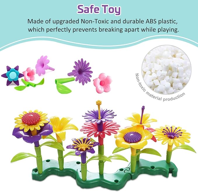 Byserten Gifts for 3-6 Year Old Girls Flower Garden Building Set 98 PCS Arts and Crafts for Girls 11 Colors Birthday Gifts Christmas