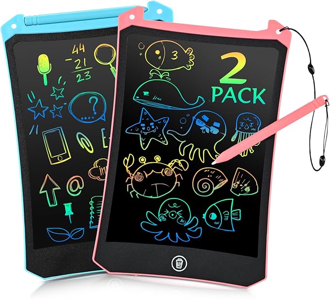 EooCoo Toddler Toys, LCD Writing Tablet for Kids 2 Pack, Kids Stocking Stuffers, Toddler Travel Essentials Drawing Pad, No Mess Coloring Books, Road Trip Activities, Age 3-5 Boy Girl Gifts - 8.5 Inch