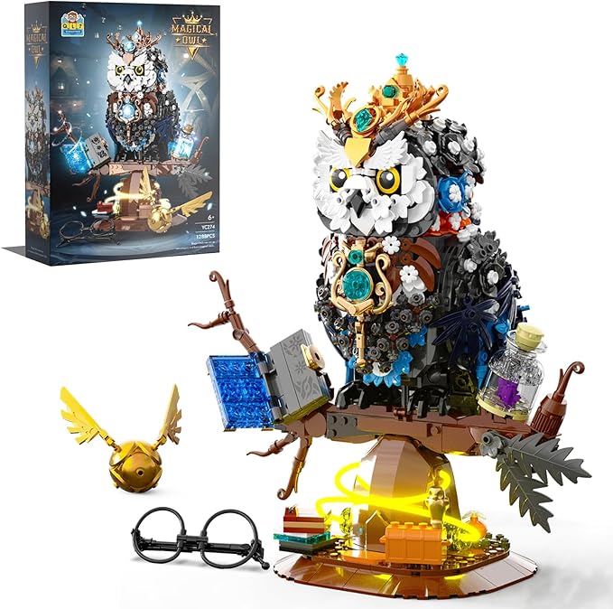 Ideas Magic Owl Flower Animal Building Set, MOC Collectible Bird Model, Compatible with Lego for Adults, Creative Gifts for Adults or Teens Kids 8+ (1288 Pcs)