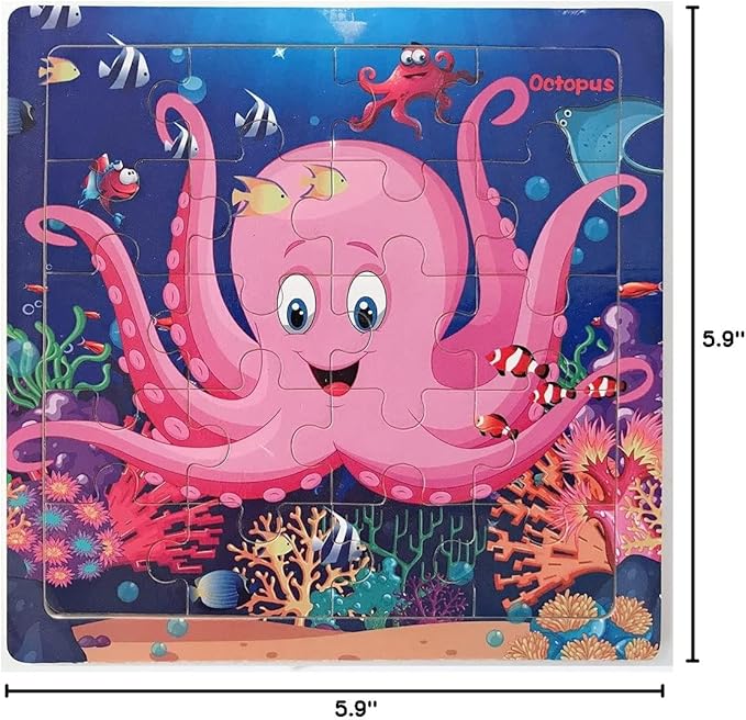 Puzzles for Kids Ages 3-5 Year Old 20 Piece Colorful Wooden Puzzles Set of 6 Vibrant Theme Brain Development Learning Toys Set for Boys and Girls (6 Puzzles)