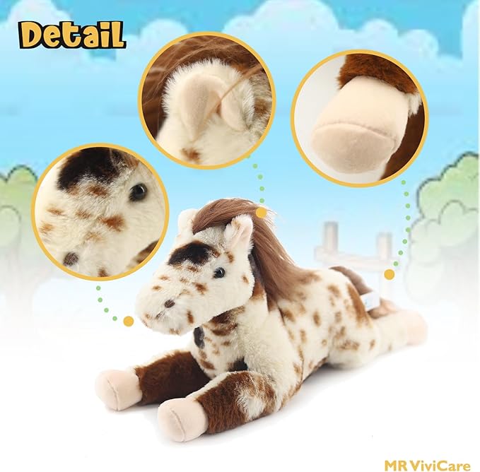 15" Spotted Horse Stuffed Animals for Boys and Girls,Soft and Adorable Stuffed Horse Plush Toys for Newborn Babies and Kids,Great Gifts on Birthday,Christmas,Machine Washable