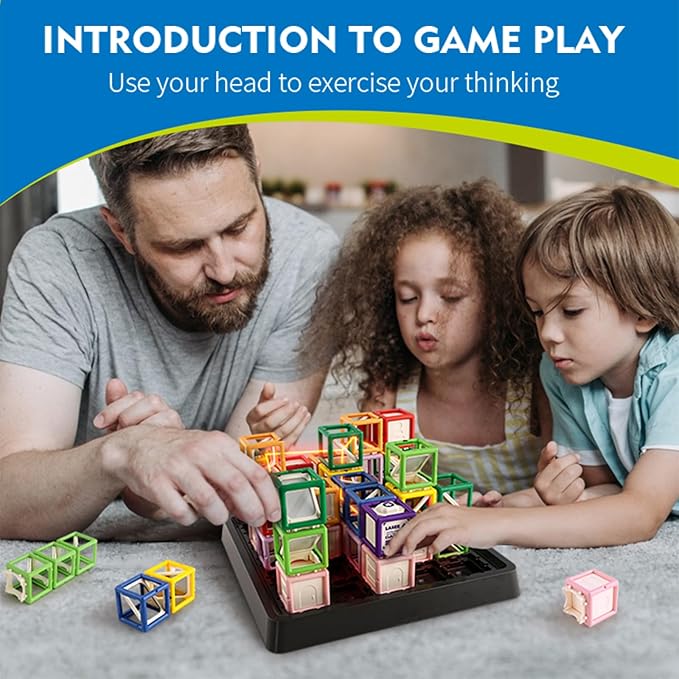 [2025 New] Reasoning Laser Maze, Ultimate STEM Toys for Ages 8-13, Logic Game with 60+ Challenges, Toy for 8 9 10 11 12 13 14 Year Old Kid & Adult Birthday Gift - 37 Pcs Cubes
