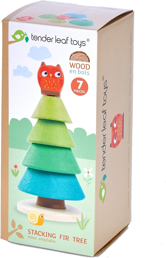 Tender Leaf Toys - Stacking Fir Tree - Wooden Tree Top Sorter and Stacker - Educational Toy for 18m+