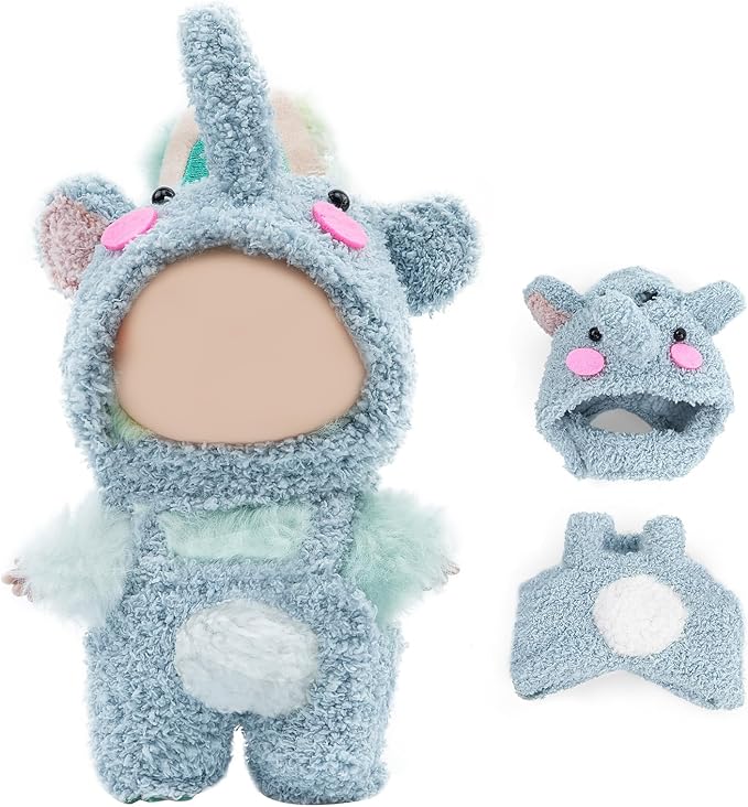17cm Doll Clothes Set-Adorable Outfits for Dolls-Stylish Accessaries Clothes Dress-Up-Replaceable Clothing Collections, Includes Hat, Top, Skirt(Blue-Style A)