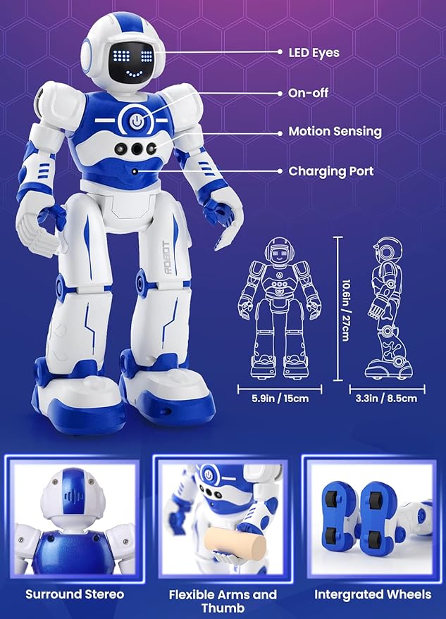 Robot Toys for Kids,Programmable Remote Control Smart Walking Dancing Robot Toy with Gesture & Sensing for Age 4 5 6 7 8 9 10 Year Old Boys for Birthday Present