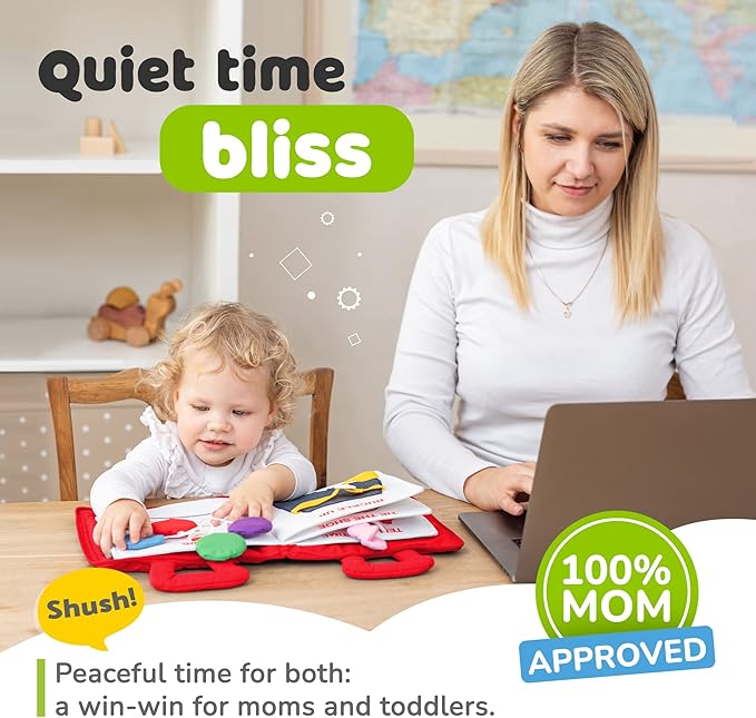 deMoca Busy Book for Toddlers 1-3 - Airplane Toys for Toddlers 1-3, My Quiet Montessori Toys for 1 Year Old with Kids Plane Activities, Activity Busy Board, Gift for Boys & Girls