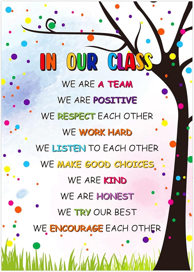FLYAB Classroom Rules Poster - 12"x18" Motivational Back To School Classroom Decorations Inspirational Posters for Preschool Kindergarten Elementary Virtual Learning Teacher Supplies