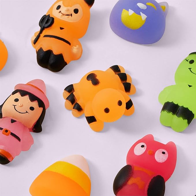 JOYIN 24 PCS Halloween Squishy Mochi Toys, Glow in The Dark Stress Relief Mochi for Halloween Party Favor Decoration, Halloween Goodie Bag Fillers, Kids Birthday Gifts