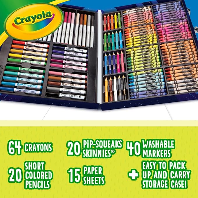 Crayola Inspiration Art Case Space Coloring Set (140pcs), Art Kit for Kids, Crayons, Markers, Pencils, Holiday & Christmas Gift for Boys & Girls, Ages 5, 6, 7 [Amazon Exclusive]