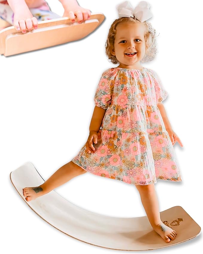 Wooden Balance Board - 37 inch Finger Safe Wobble Board for Toddlers, Wooden Balance Board for Kids