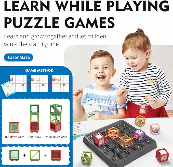 [2025 New] Reasoning Maze, Ultimate STEM Toys for Boys Age 8-12, Logic Game with 60+ Challenges, Toy for 8 9 10 11 12 13 14 Year Old Kid & Adult Birthday Gift - 25 Pcs Cubes