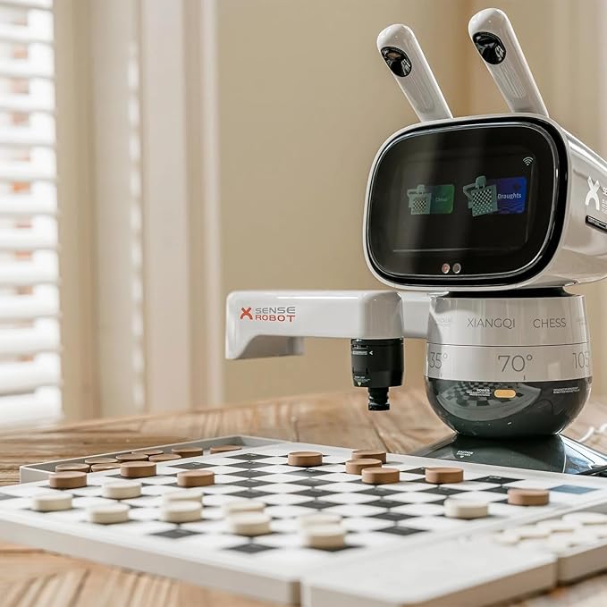 SenseRobot Lite — 2-in-1 AI Robotic Chess & Checkers Set | 25 Chess Levels (Elo 200–2900), Epic Duel Elo 3200, 10 Checkers Levels, Voice Guidance, Screen-Free Play, 1,200+ Lessons, Cloud & OTA