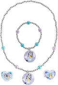 LUV HER Girls 4 Piece Costume Toy Jewelry Box Set with Silver Rings, Bead Bracelet and Necklace Ages 3+