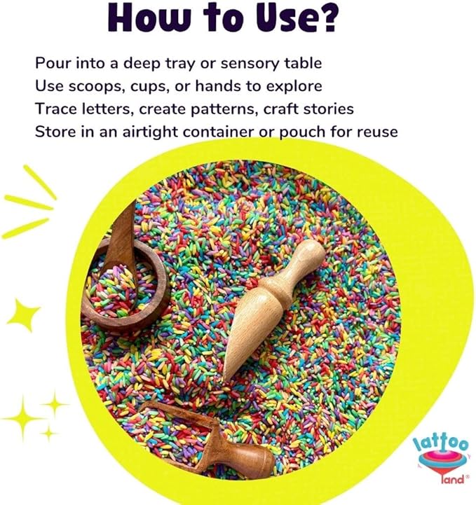 6 Colored Rice Sensory Bin Filler 6 LB (1 LB Each)| Non-Toxic & Child-Safe Montessori Sensory Play for Toddlers | Sensory Table Filler | Color Sorting & Perception | Learning Activity