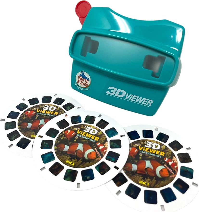 WARM FUZZY Toys 3D Viewfinder (Sea Life) - Viewfinder for Kids & Adults, Classic Toys, Slide Viewer, 3D Reel Viewer, Retro, Vintage Toys with 3 Reels - Contains 21 High Definition 3D Images