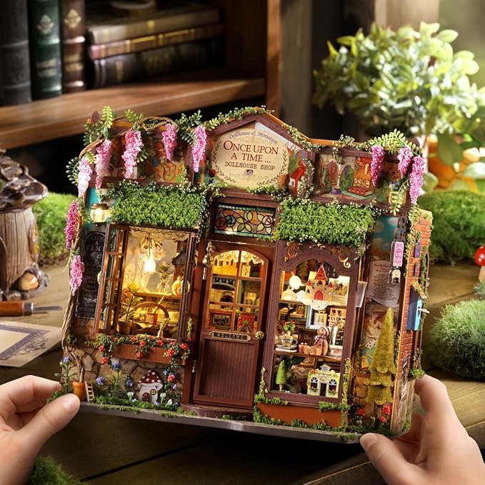 CUTEROOM DIY Miniature House Kit-Fairy Tale Kingdom, Tiny Dollhouse Wooden Furniture Kit, Mini DIY Craft Kits Creative Room for Decoration Family Friends