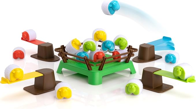 Fat Brain Toys Heap-O-Sheep Game, Family Board Games for Kids and Adults, Game of Catapulting Sheep, 6 to Adult, 2 to 4 Players