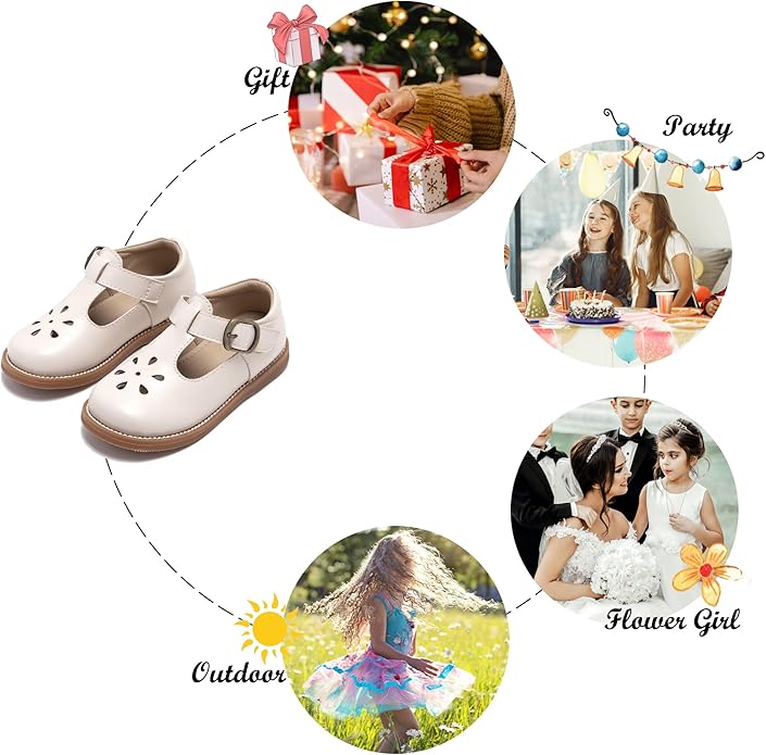Felix & Flora Toddler Little Girl Mary Jane Dress Shoes - Ballet Flats for Girl Party School Shoes