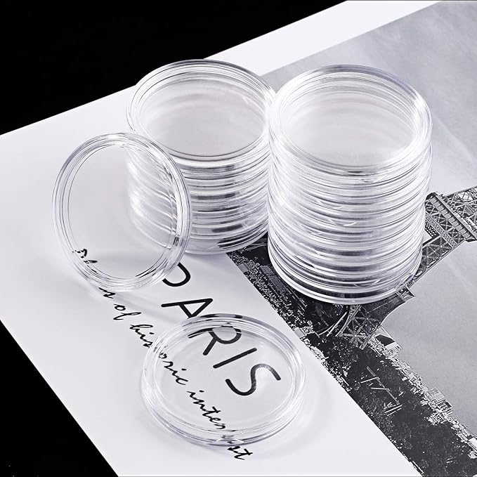 Silver Dollar Coin Case Holder for Collectors 40.6mm Silver Bar Plastic Round Coin Capsules Covers for Silver Bar Coin Collection Supplies (60 Pieces)