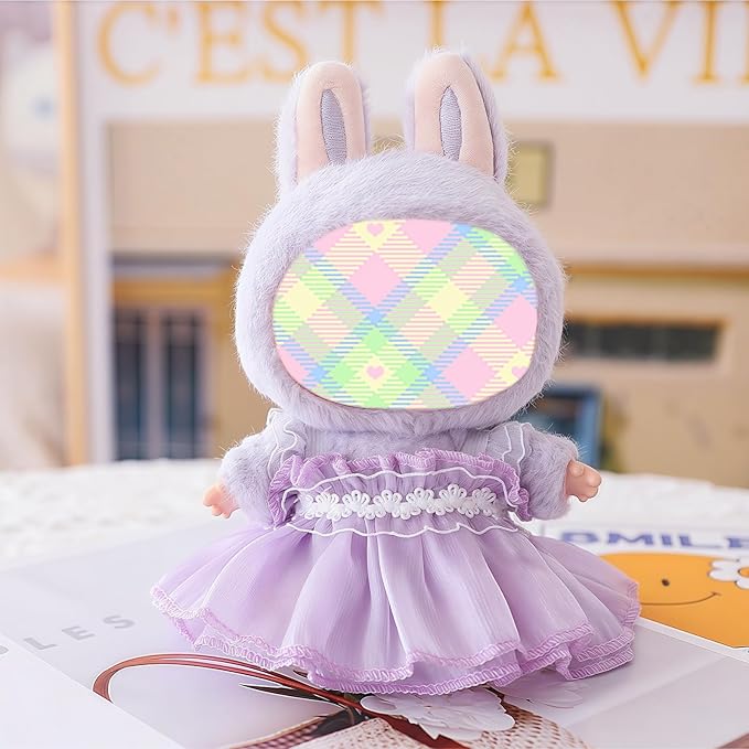 Clothes for Dolls Accessories, Outfit Set Gauze Dress for 15cm 17cm Doll (No Doll), Romantic Skirt Doll Clothing Set Replacement Purple