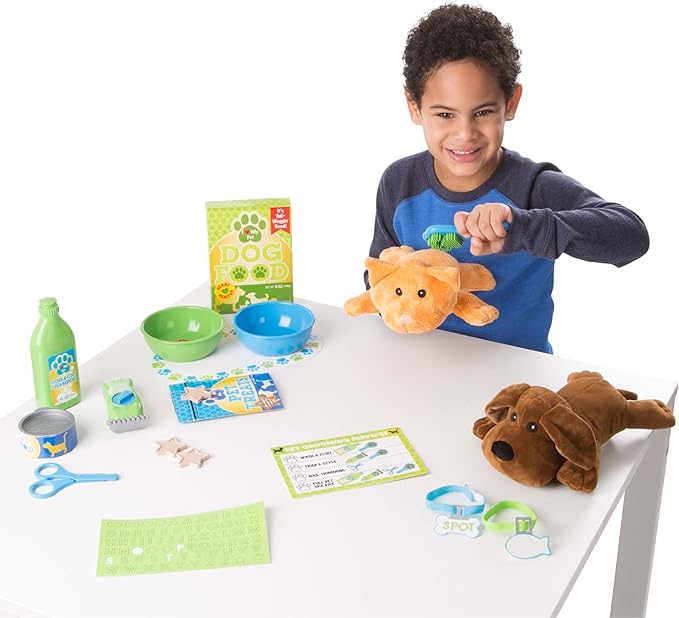 Melissa & Doug Feeding and Grooming Pet Care Play Set Pretend Play Vet Toy Veterinarian Kit for Kids