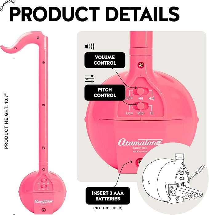 Otamatone Classic [English Edition] Hot Pink Japanese Electronic Musical Instrument Portable Synthesizer from Japan Maywa Denki for Children and Adults Gift