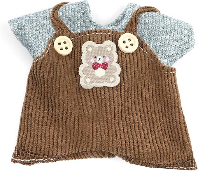 17cm Doll Clothes Set-Adorable Outfits for Dolls-Stylish Accessaries Clothes Dress-Up-Replaceable Clothing Collections, Includes Hat, Top, Skirt(Brown-Style A)