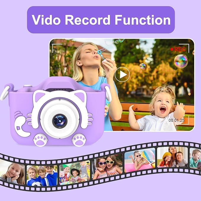 goopow Kids Selfie Camera, Christmas Birthday Gifts for Boys Age 3-9, HD Digital Video Cameras for Toddler, Portable Toy for 3 4 5 6 7 8 Year Old Boy&Girls with 32GB SD Card