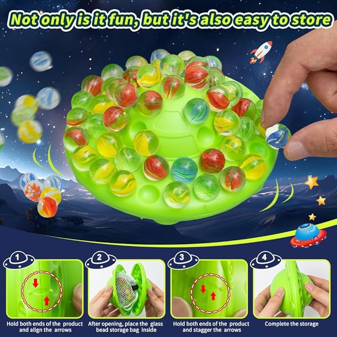 Marble Game Set - Marble Balance Game, 60 Colorful Marbles with Built in Storage, Fun Family Challenge for 1-4 Players, Educational Toy for Kids & Adults, Perfect for Parties, Travel ﻿